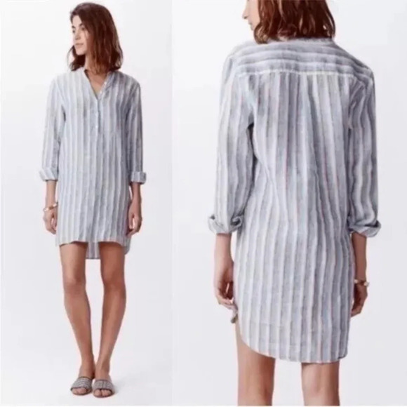Faherty 100% Linen Shirt Dress size XS- Broken Button - Picture 1 of 6
